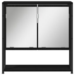 Berkfield Home Bathroom Mirror Cabinet Black Oak 60x16x60 cm Engineered Wood - Size: 60 x 16 x 60 cm - thumbnail 6