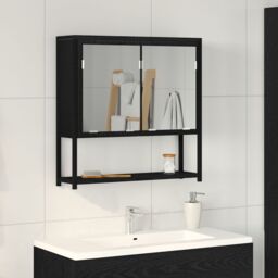 Berkfield Home Bathroom Mirror Cabinet Black Oak 60x16x60 cm Engineered Wood - Size: 60 x 16 x 60 cm