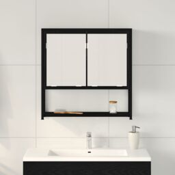 Berkfield Home Bathroom Mirror Cabinet Black Oak 60x16x60 cm Engineered Wood - Size: 60 x 16 x 60 cm - thumbnail 4