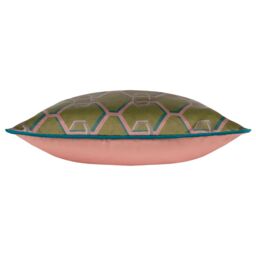 Paoletti Carnaby Chain Geometric Satin Cushion in Olive - Size: 45 cm x 45 cm - thumbnail 3