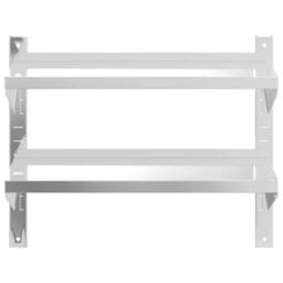 Berkfield Home 2-Tier Wall Shelf 75x23.5x60 cm Silver Stainless Steel - thumbnail 5