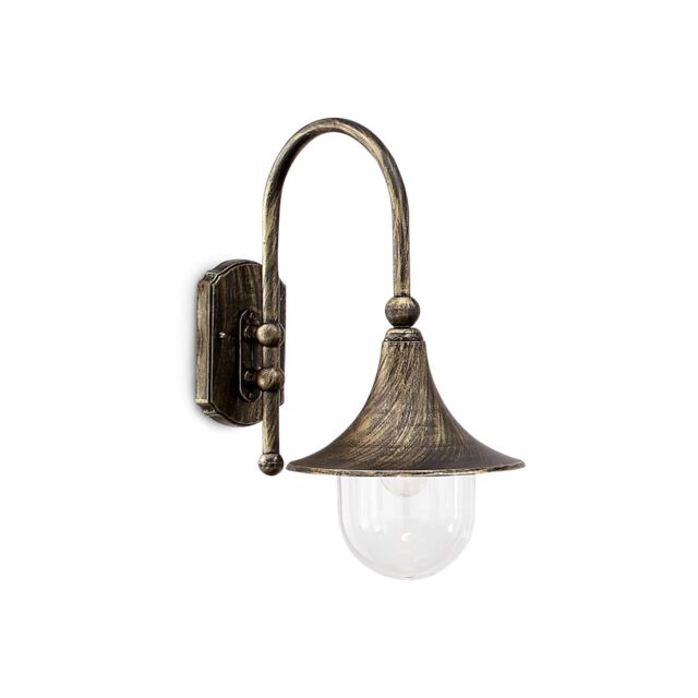 Netlighting Cima 1 Light Outdoor Dome Wall Light Brass IP43 E27 in Yellow