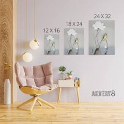 "Artery8 Kingfisher With Lotus Flower Canvas Wall Art Print Ohara Koson in Grey - Size: W18"" x H24""" - thumbnail 4