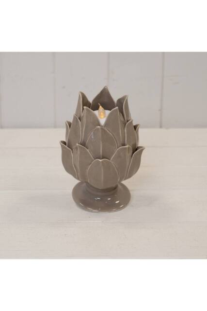 KDMD Taupe Glazed Artichoke Candle Holder - image 1