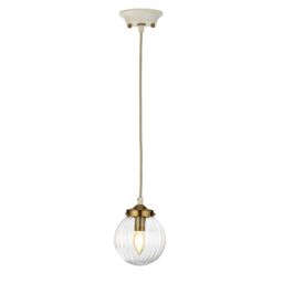 Loops 1 Bulb Ceiling Pendant Cream Painted Aged Brass Finish Plated LED E14 60W in Metallics - thumbnail 1