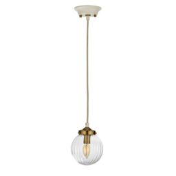 Loops 1 Bulb Ceiling Pendant Cream Painted Aged Brass Finish Plated LED E14 60W in Metallics - thumbnail 2