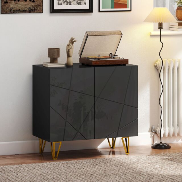 HOMCOM Storage Cabinet, Sideboard with Adjustable Shelf in Black - image 1