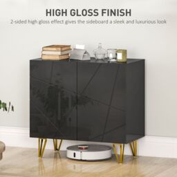 HOMCOM Storage Cabinet, Sideboard with Adjustable Shelf in Black - thumbnail 4