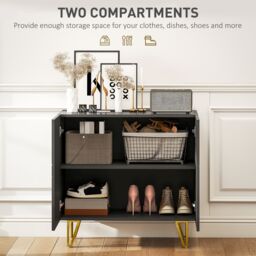 HOMCOM Storage Cabinet, Sideboard with Adjustable Shelf in Black - thumbnail 6