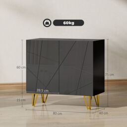 HOMCOM Storage Cabinet, Sideboard with Adjustable Shelf in Black - thumbnail 3