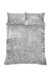 Catherine Lansfield Crushed Velvet Duvet Cover Set - Soft, Durable & Luxury Finish in Silver - Size: Double - thumbnail 4