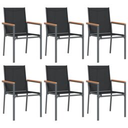 Berkfield Home 7 Piece Garden Dining Set Black Textilene & Steel - thumbnail 4