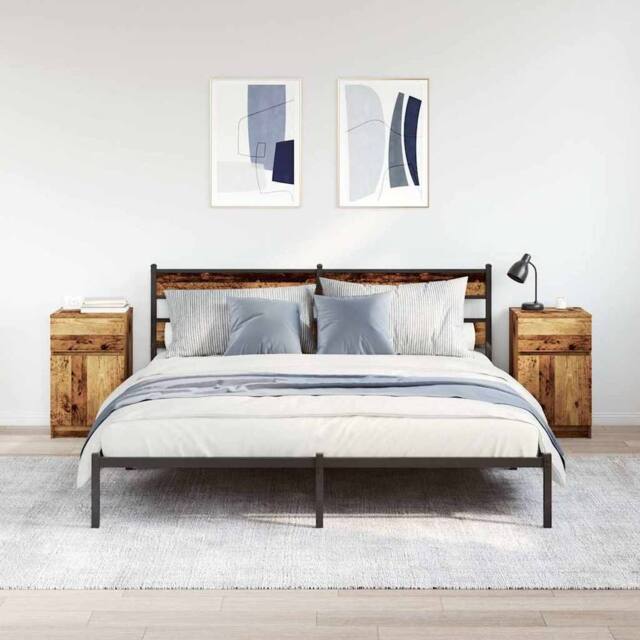 Berkfield Home Durable Bedside Cabinets 2 pcs Old Wood 39x35x65 cm Engineered Wood - Size: 39 x 35 x 65 cm - image 1