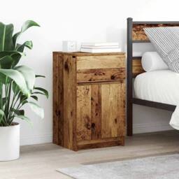 Berkfield Home Durable Bedside Cabinets 2 pcs Old Wood 39x35x65 cm Engineered Wood - Size: 39 x 35 x 65 cm - thumbnail 2