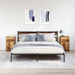 Berkfield Home Durable Bedside Cabinets 2 pcs Old Wood 39x35x65 cm Engineered Wood - Size: 39 x 35 x 65 cm - thumbnail 1
