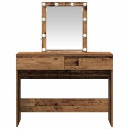 Berkfield Home Beautiful Dressing Table with Mirror&LED Lights Old Wood Engineer in Brown - thumbnail 6