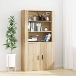 Berkfield Home Wall Cabinet Sonoma Oak 80x33x80 cm Engineered Wood in Beige - Size: 80 x 33 x 80 cm - thumbnail 6