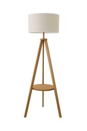 ValueLights Morrigan Rich Wood Tripod Floor Lamp with Drum Lamp Shade & Bulb in Cream - thumbnail 6