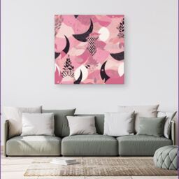 Warren Reed - Designer Abstract Pink Moon Pattern Canvas - Size: w10 inch x h10 inch - thumbnail 4