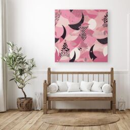 Warren Reed - Designer Abstract Pink Moon Pattern Canvas - Size: w10 inch x h10 inch - thumbnail 3