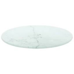 Berkfield Home Table Top White Ã˜30x0.8 cm Tempered Glass with Marble Design - Size: 30x0.8 cm - thumbnail 2