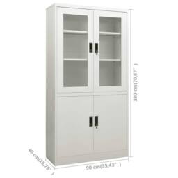 Berkfield Home Office Cabinet Light Grey 90x40x180 cm Steel - Size: 90 x 40 x 180 cm - thumbnail 8