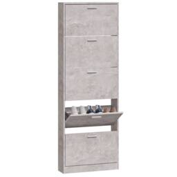 Berkfield Home Shoe Cabinet Concrete Grey 59x17x169 cm Engineered Wood - Size: 59 x 17 x 169 cm - thumbnail 4