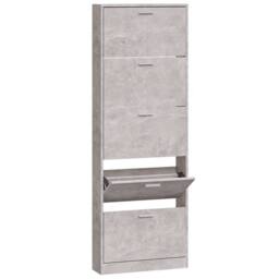 Berkfield Home Shoe Cabinet Concrete Grey 59x17x169 cm Engineered Wood - Size: 59 x 17 x 169 cm - thumbnail 2