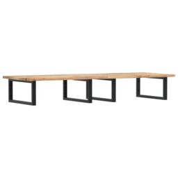 Berkfield Home Basin Shelf Wall Mounted Steel & Solid Wood Acacia in Brown - thumbnail 2