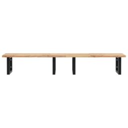 Berkfield Home Basin Shelf Wall Mounted Steel & Solid Wood Acacia in Brown - thumbnail 4