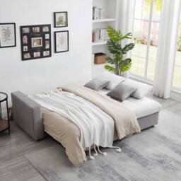 LUXURY LIFE Madero Velvet 3 Seater Sofa Bed with Reversible Chaise in Grey - thumbnail 4