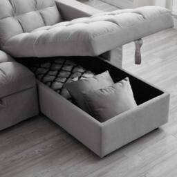 LUXURY LIFE Madero Velvet 3 Seater Sofa Bed with Reversible Chaise in Grey - thumbnail 5