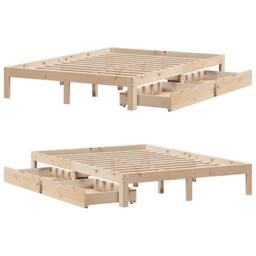 Berkfield Home Restful Bed Frame with Drawers without Mattress 140x190 cm in Natural - thumbnail 9
