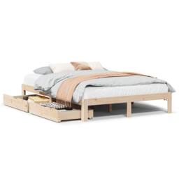 Berkfield Home Restful Bed Frame with Drawers without Mattress 140x190 cm in Natural - thumbnail 3