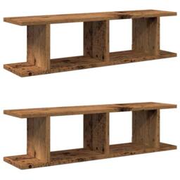 Berkfield Home Wall Shelves 2 pcs Old Wood 75x18x20 cm Engineered Wood in Brown - Size: 75 x 18 x 20 cm - thumbnail 2