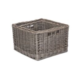 Red Hamper Wicker Set of 2 Square Antique Wash Unlined Storage Basket in Brown - thumbnail 2