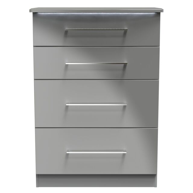 Ready Assembled 2 U Lyon 4 Drawer Deep Chest (Ready Assembled) in Grey - Size: Medium - image 1