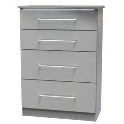 Ready Assembled 2 U Lyon 4 Drawer Deep Chest (Ready Assembled) in Grey - Size: Medium - thumbnail 3