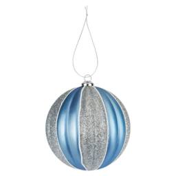 VFM e-Store Christmas Hanging Ball Decoration 12cm x 10cm Silver X 1 - Size: 12 cm x 10 cm
