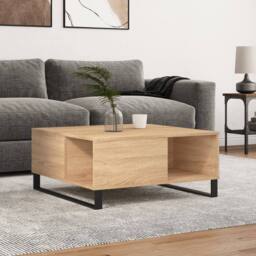Berkfield Home Coffee Table Sonoma Oak 80x80x36.5 cm Engineered Wood in Light Brown - thumbnail 2