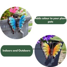 Marco Paul 12cm Metal Butterfly Plant Pot Hanger in Blue - thumbnail 6