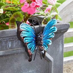Marco Paul 12cm Metal Butterfly Plant Pot Hanger in Blue - thumbnail 1