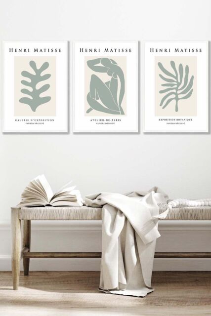 ARTZE Matisse Floral & Nude in Green & Beige Framed Wall Art - Medium in White - Size: W45 cm x H62 cm x D20mm - image 1