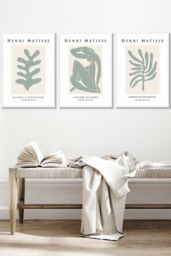 ARTZE Matisse Floral & Nude in Green & Beige Framed Wall Art - Medium in White - Size: W45 cm x H62 cm x D20mm - thumbnail 1