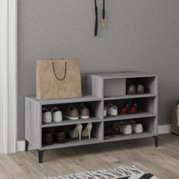 Berkfield Home Shoe Cabinet Grey Sonoma 102x36x60 cm Engineered Wood - Size: 102 x 36 x 60 cm - thumbnail 3