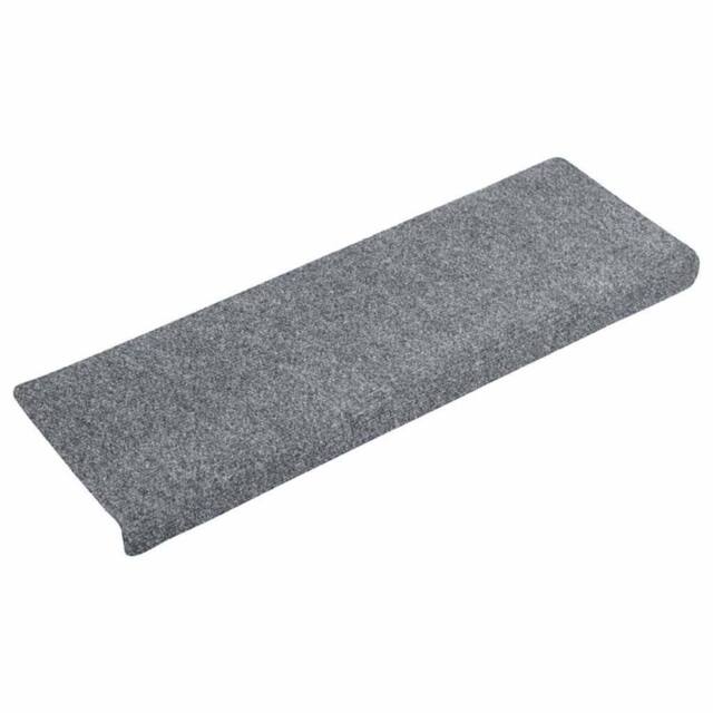 Berkfield Home Stair Mats 15 pcs Needle Punch 65x21x4 cm Light Grey - Size: Medium - image 1