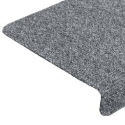 Berkfield Home Stair Mats 15 pcs Needle Punch 65x21x4 cm Light Grey - Size: Medium - thumbnail 6