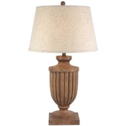 Lemon Pavilion Furniture and Decor Tassora Table Lamp with Edged Linen Shade - L45 x W45 x H75 cm - Brown