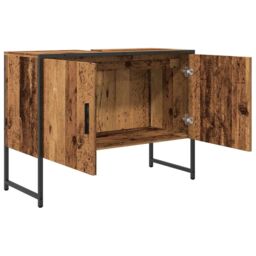 Berkfield Home Bathroom Sink Cabinet Old Wood 80x33x60 cm Engineered Wood in Brown - Size: 80 x 33 x 60 cm - thumbnail 5