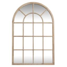 Lemon Pavilion Furniture and Decor Washed Wood Arched Window Mirror - Glass - L2 x W135 x H90 cm - Brown - thumbnail 1